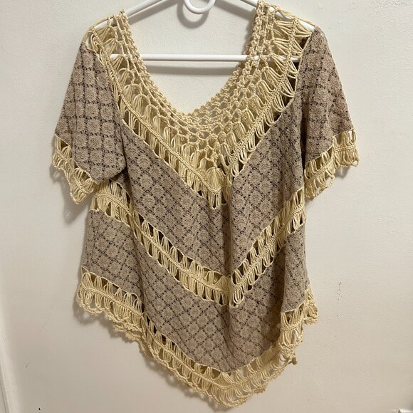 Umgee USA Crochet Lace open knit Top sz M Boho Fairy Whimsy Cottagecore Coquette - Picture 12 of 12